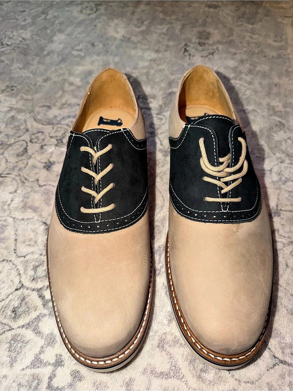NEW 1901 Nordstrom Saddle Up M23109 Men's 10M Tan Black Leather Oxford Shoes